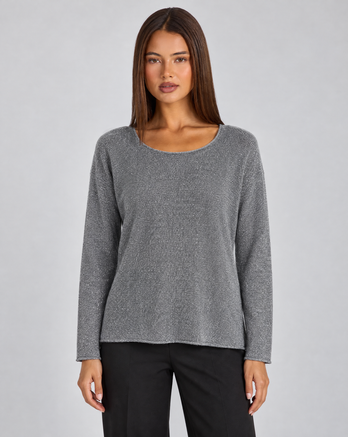 Maglia donna luminosa grigio con Polly 4, vista frontale