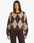 Maglia a rombi t23 1935-1 Marrone con Polly 4 – vista frontale