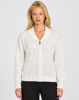 Maglia con zip dettaglio perle bianco – Polly 7, vista frontale