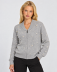 Maglia con zip dettaglio perle grigio – Polly 7, posa tre quarti
