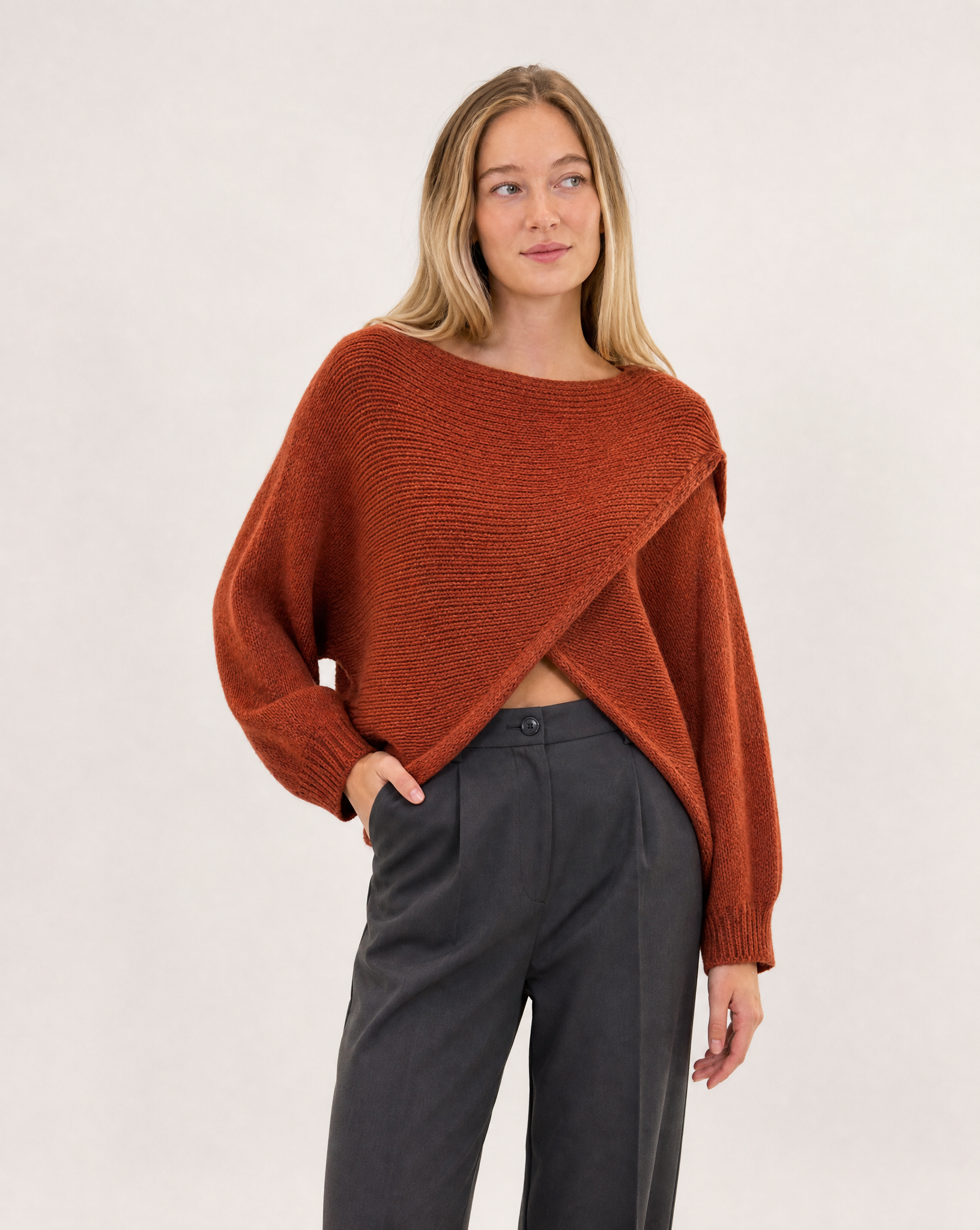 Maglione incrociato N81 5067 - Coccio 2 - Polly 5
