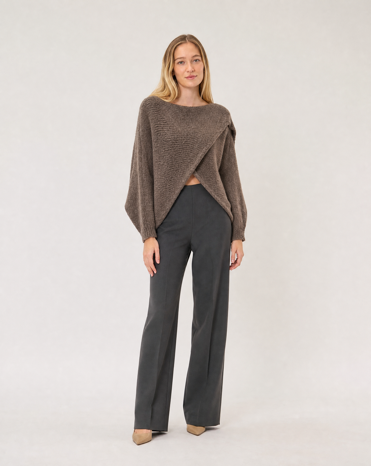 Maglione incrociato N81 5067 - Fango 1 - Polly 5