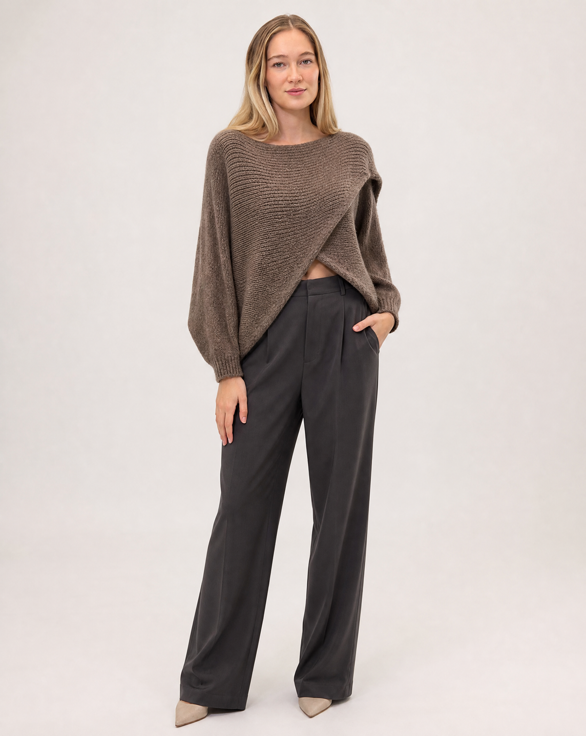 Maglione incrociato N81 5067 - Fango 2 - Polly 5