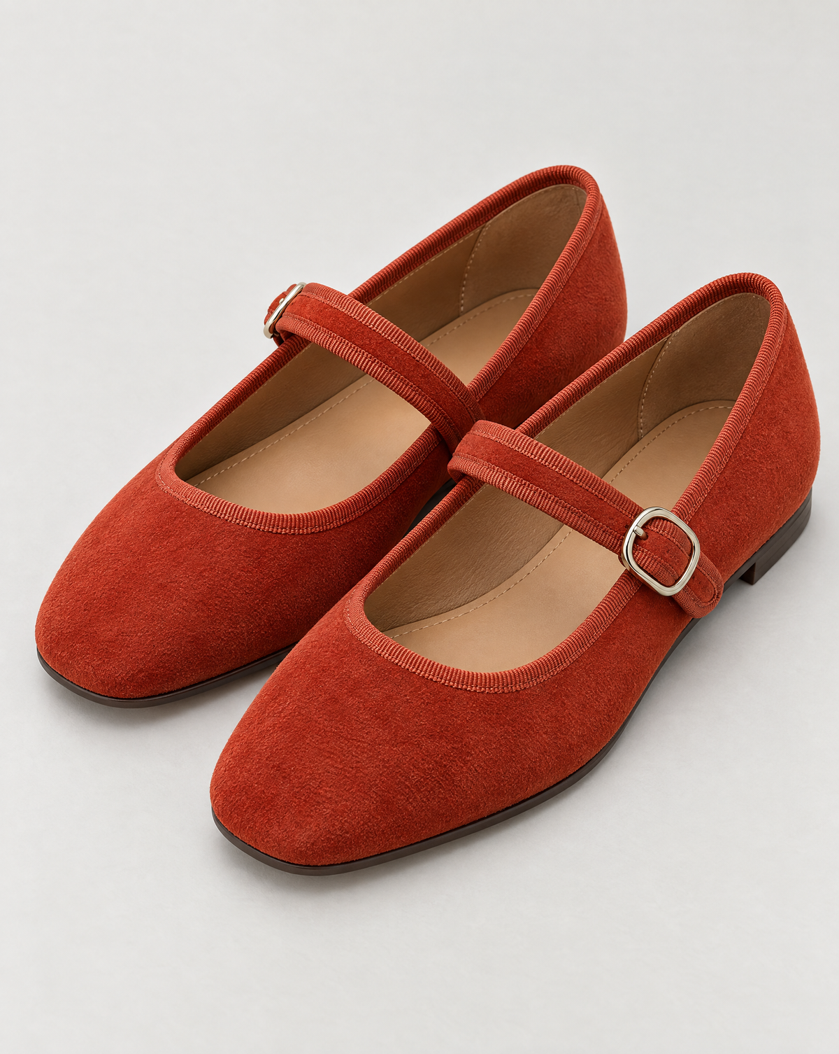 Ballerine Mary Jane effetto scamosciato Arancione — vista a tre quarti, sfondo neutro