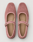 Ballerine Mary Jane effetto scamosciato Rosa — vista dall’alto, sfondo neutro