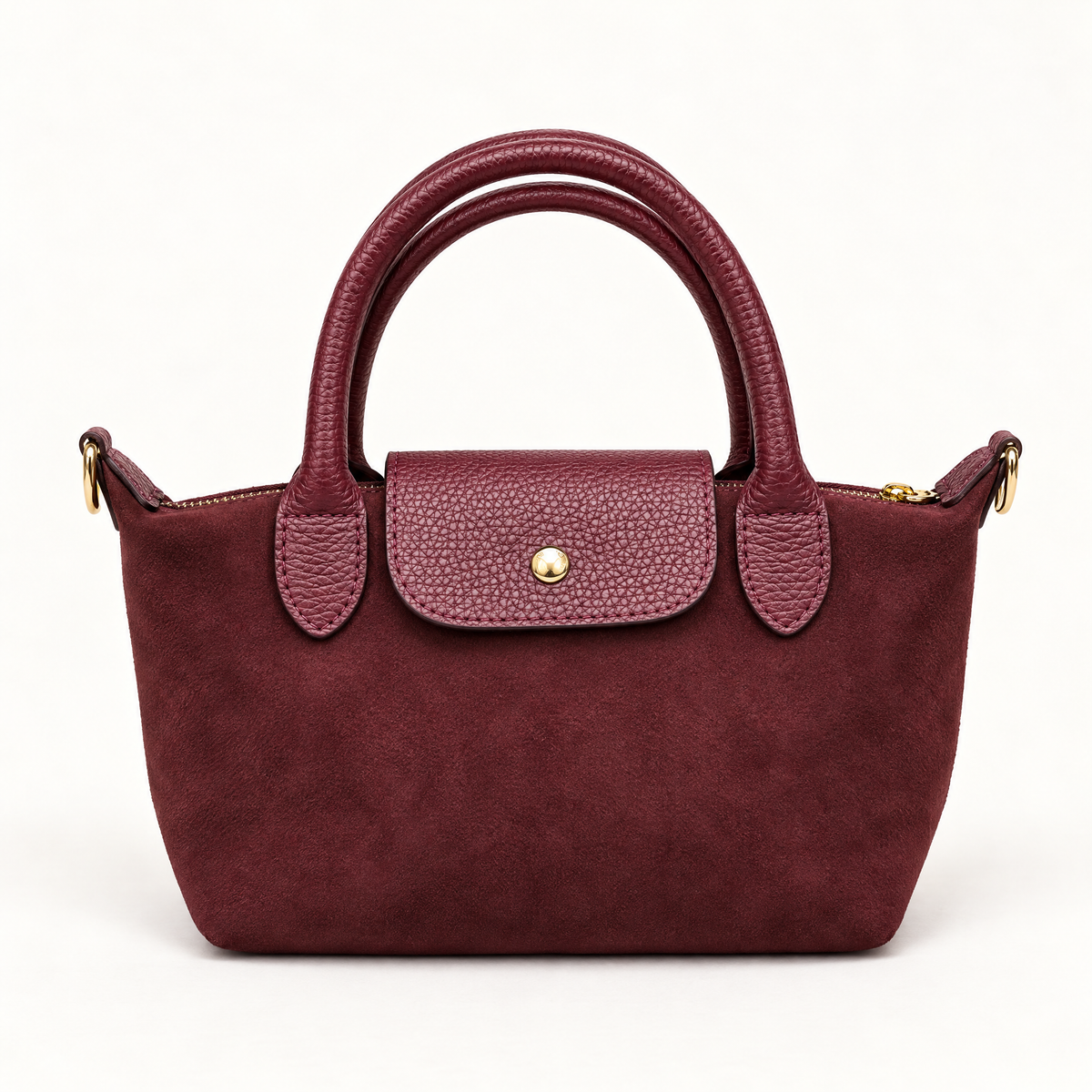 Mini borsa effetto scamosciato bordeaux – vista frontale