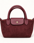 Mini borsa effetto scamosciato bordeaux – vista frontale