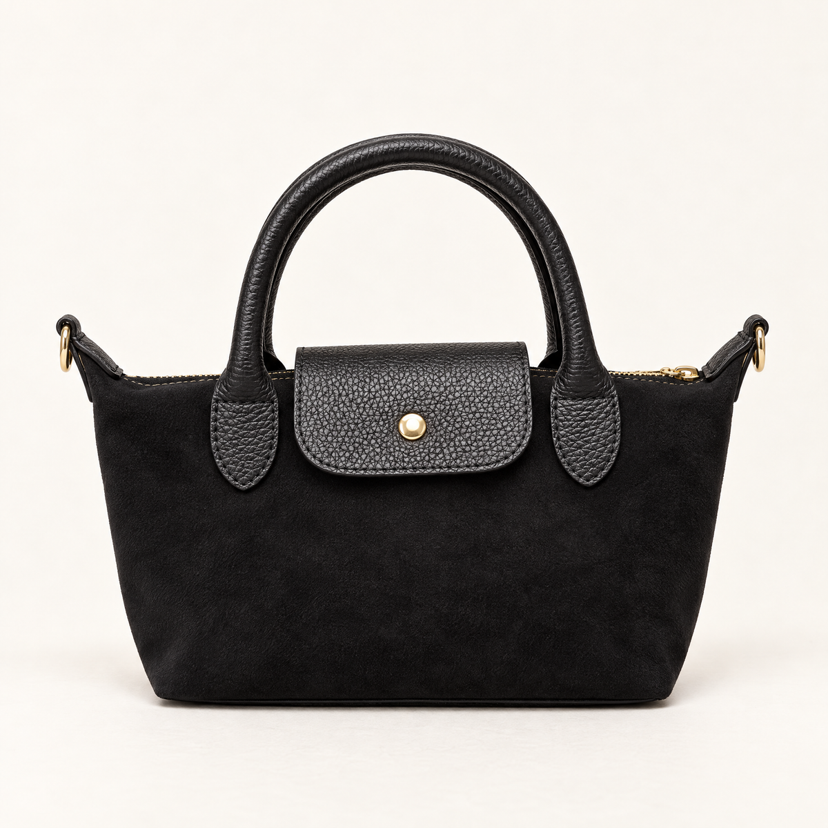 Mini borsa effetto scamosciato nero – vista frontale