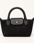 Mini borsa effetto scamosciato nero – vista frontale