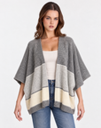 Cardigan donna aperto a fasce Grigio, Polly 2 — vista frontale
