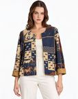 Giacca donna fantasia cavalli Blu con Polly 2, vista frontale