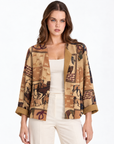 Giacca donna fantasia cavalli Cammello con Polly 2, vista frontale