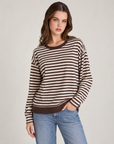 Maglia donna a righe in cotone elasticizzato Bianco indossata da Polly 2, foto 2