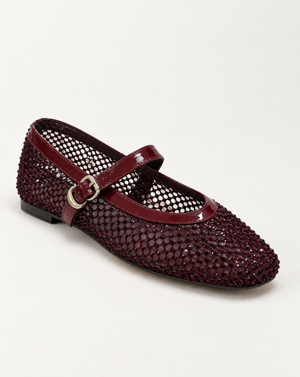 Ballerine Mary Jane in rete con strass OM 648-26 Bordeaux – dettaglio