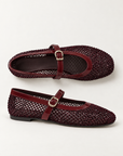 Ballerine Mary Jane in rete con strass OM 648-26 Bordeaux – laterale