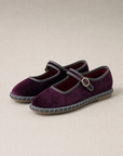 Ballerine donna in velluto viola OM636-26, vista tre quarti