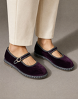 Ballerine donna in velluto viola OM636-26 indossate