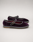 Ballerine donna in velluto viola OM636-26, vista laterale