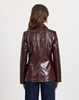 Blazer donna effetto pelle lucida bordeaux - vista posteriore