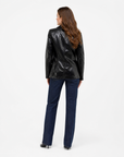 Blazer donna effetto pelle lucida nero - vista posteriore