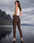 Pantaloni donna push-up slim MK5779-16 marrone vista posteriore