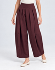 Pantaloni donna ampi con pinces bordeaux – Polly 5 – tre-quarti