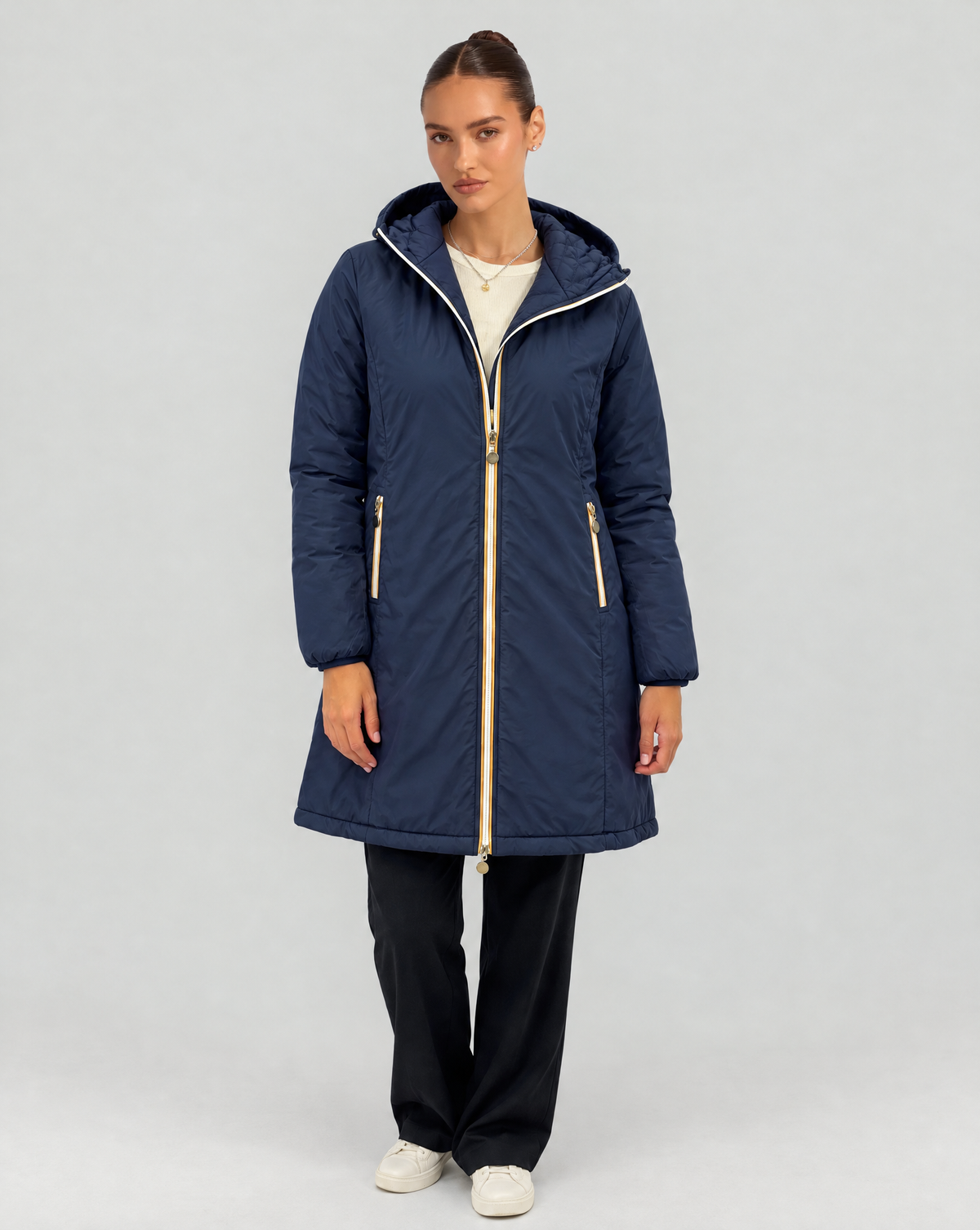 Piumino lungo reversibile Double Face - Blu - Blu - lato liscio - Polly 6