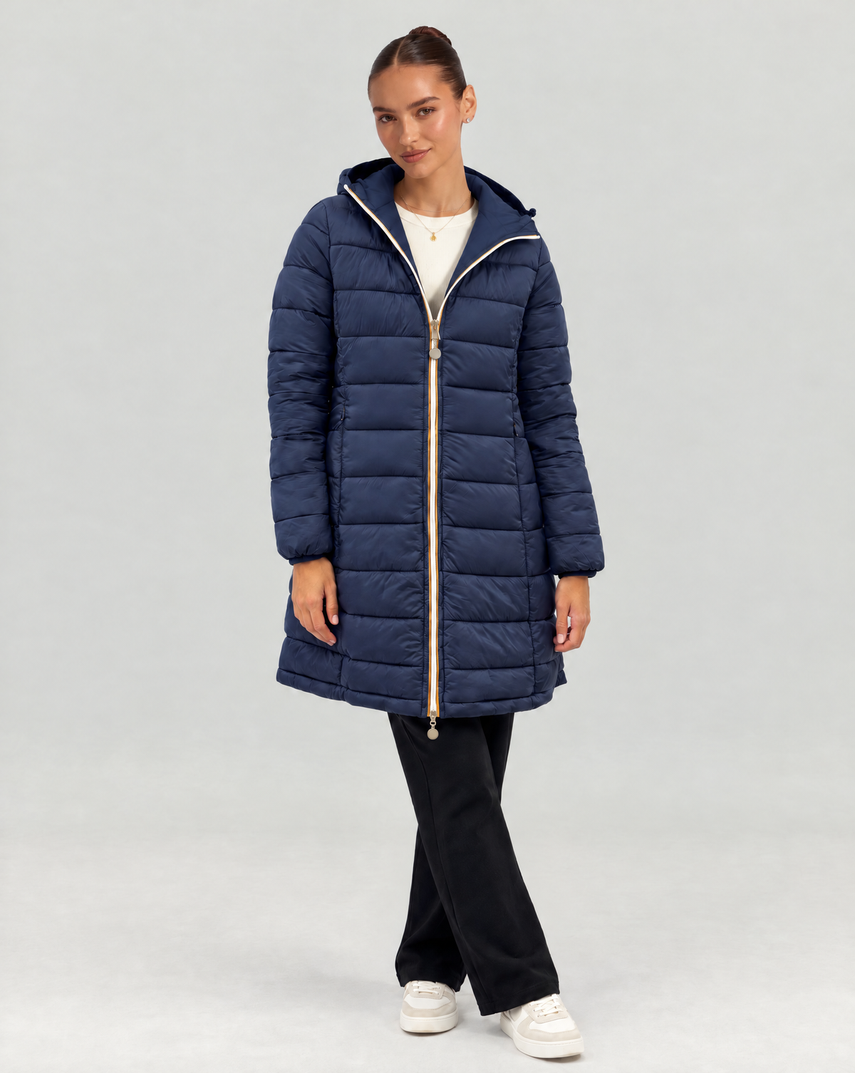 Piumino lungo reversibile Double Face - Blu - Blu - lato trapuntato reverse - Polly 6