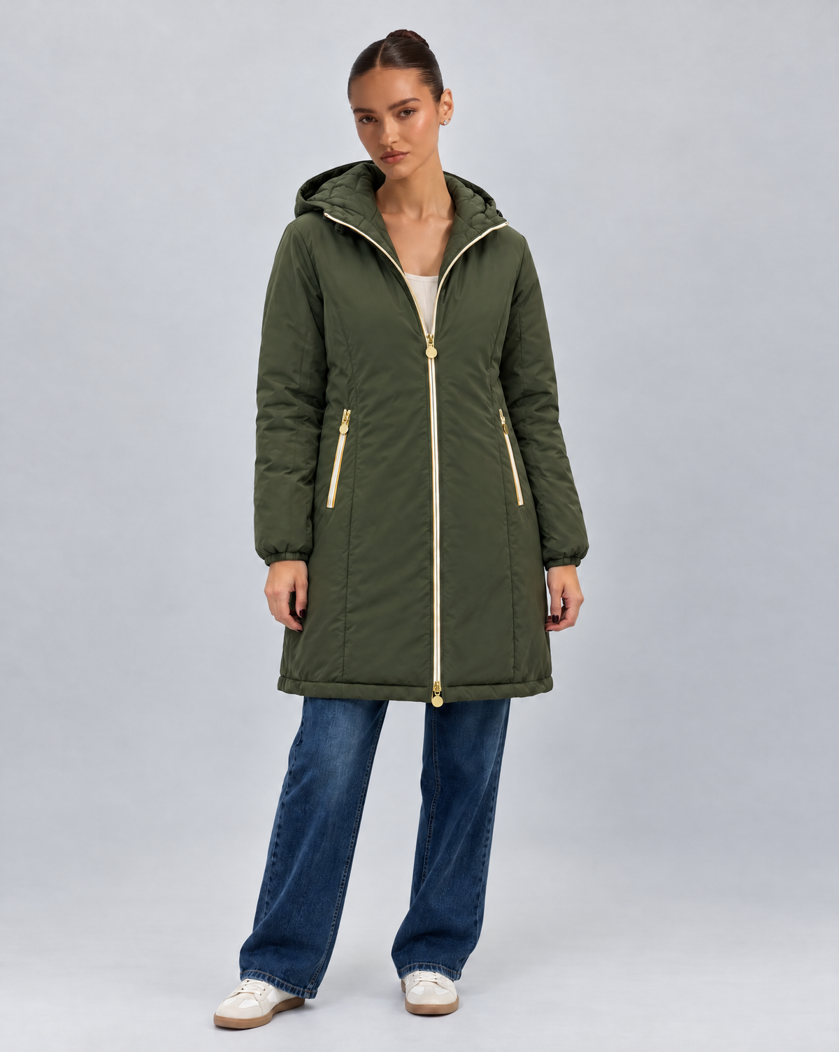 Piumino lungo reversibile Double Face - Verde - Verde - lato liscio - Polly 6