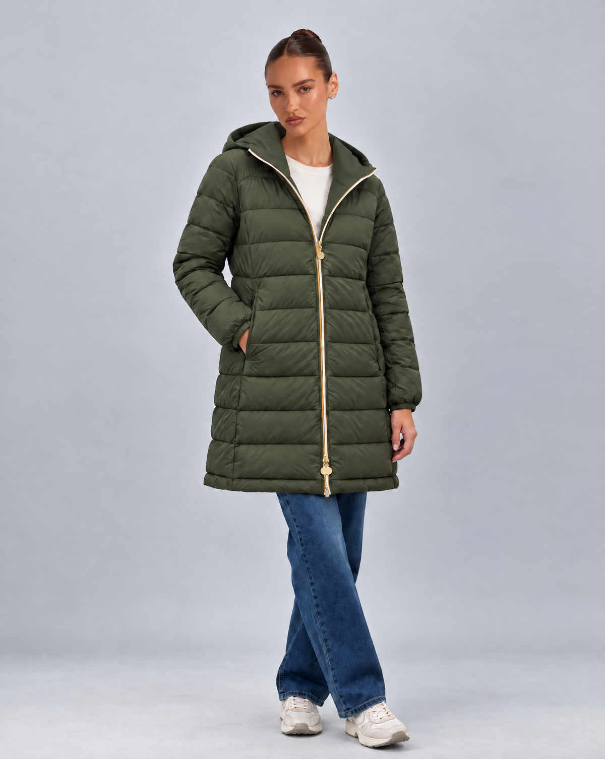 Piumino lungo reversibile Double Face - Verde - Verde - lato trapuntato reverse - Polly 6