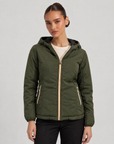 Piumino Reversibile con Cappuccio - Short Verde-Nero, lato liscio, indossato da Polly 6