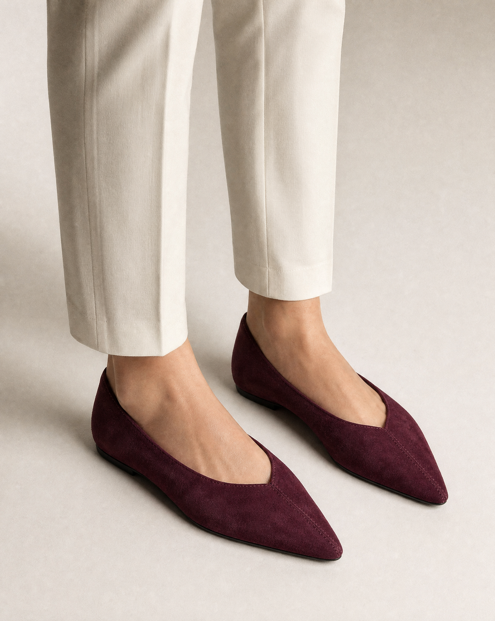 Ballerine donna VB6158 colore Bordeaux, indossata in primo piano