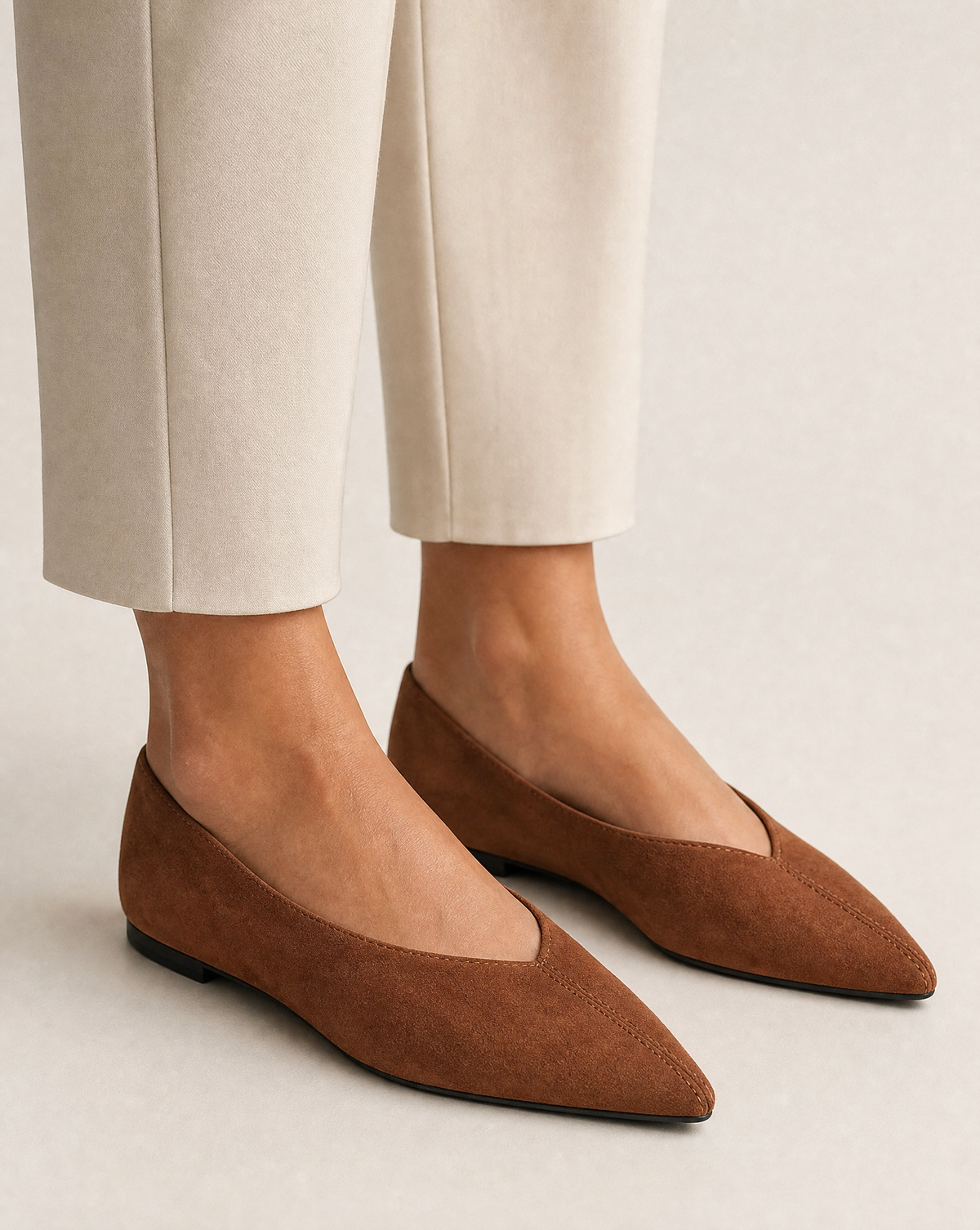 Ballerine donna VB6158 colore Marrone, indossata in primo piano