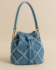 Borsa secchiello denim frangiato