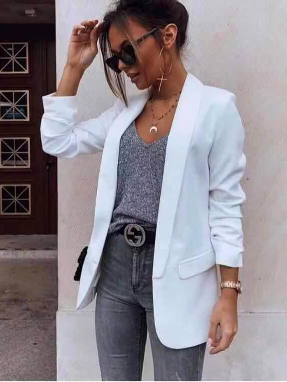 Blazer elegante a manica arrotolata