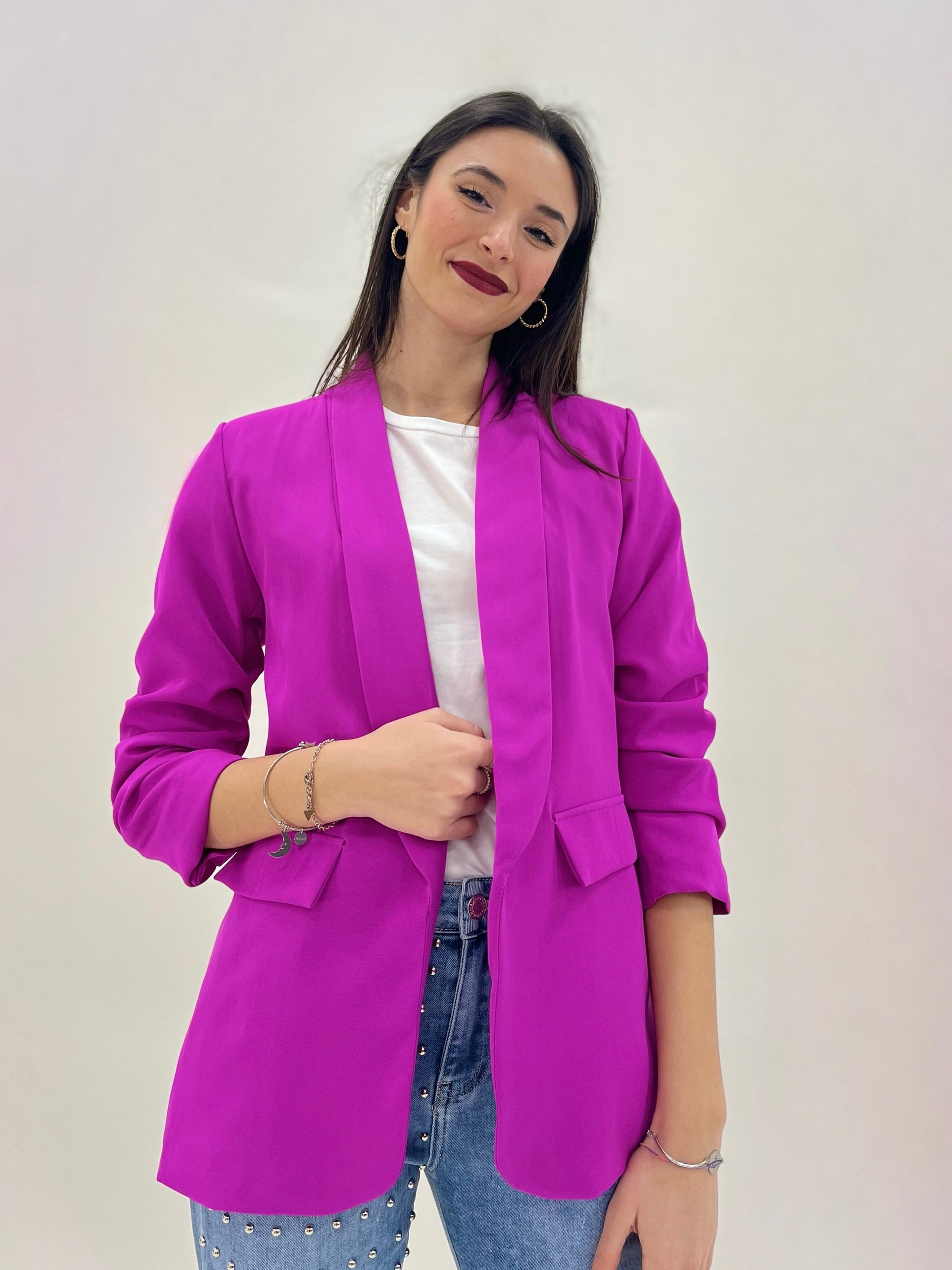 Blazer elegante a manica arrotolata