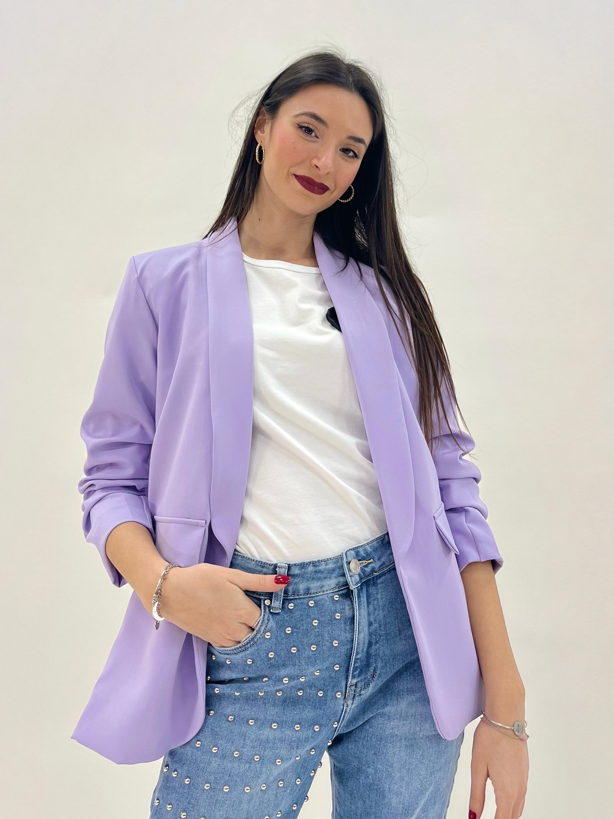 Blazer elegante a manica arrotolata