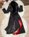 Cappotto lungo peloso foderato