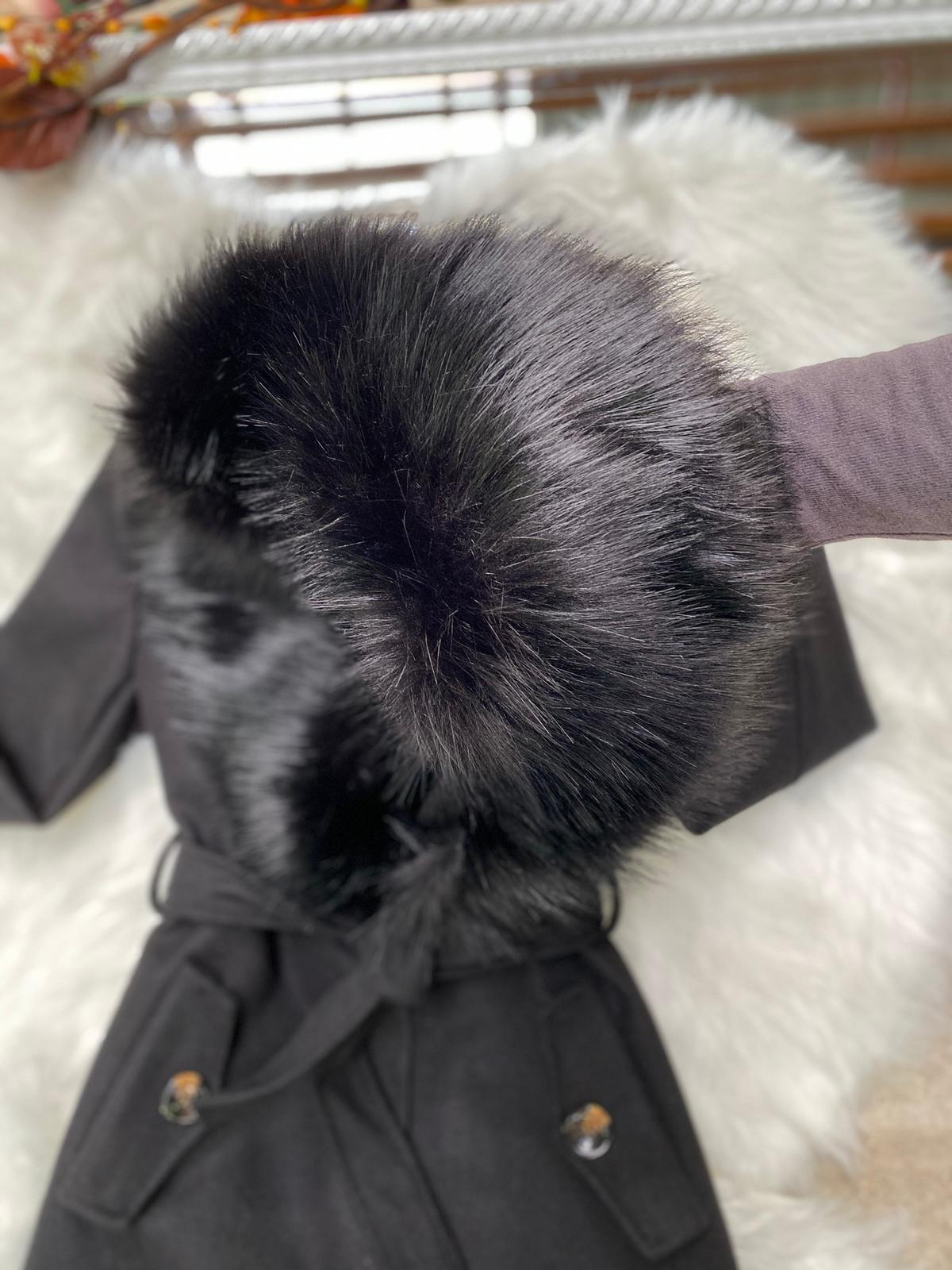 Cappotto lungo peloso foderato