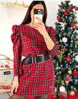 ABITO TARTAN CON MANICA A SBUFFO