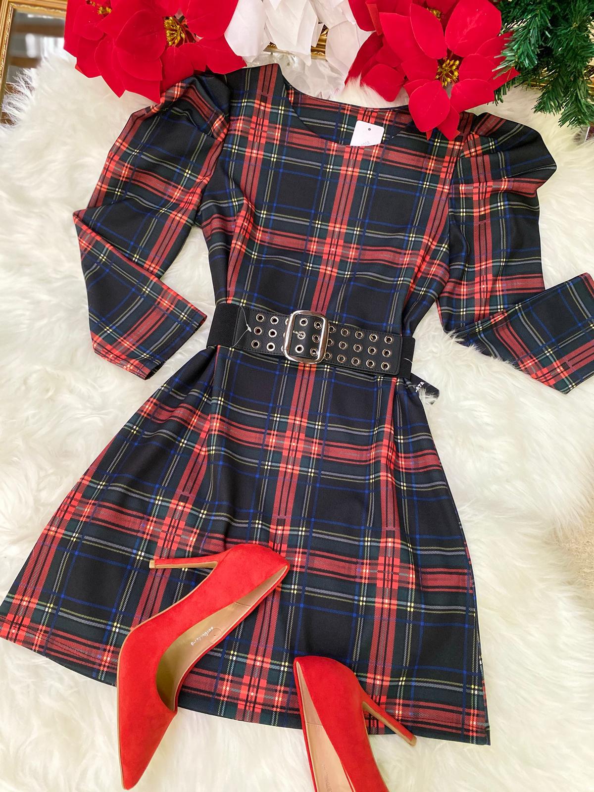 ABITO TARTAN CON MANICA A SBUFFO