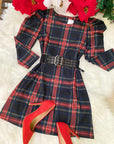 ABITO TARTAN CON MANICA A SBUFFO