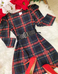 ABITO TARTAN CON MANICA A SBUFFO
