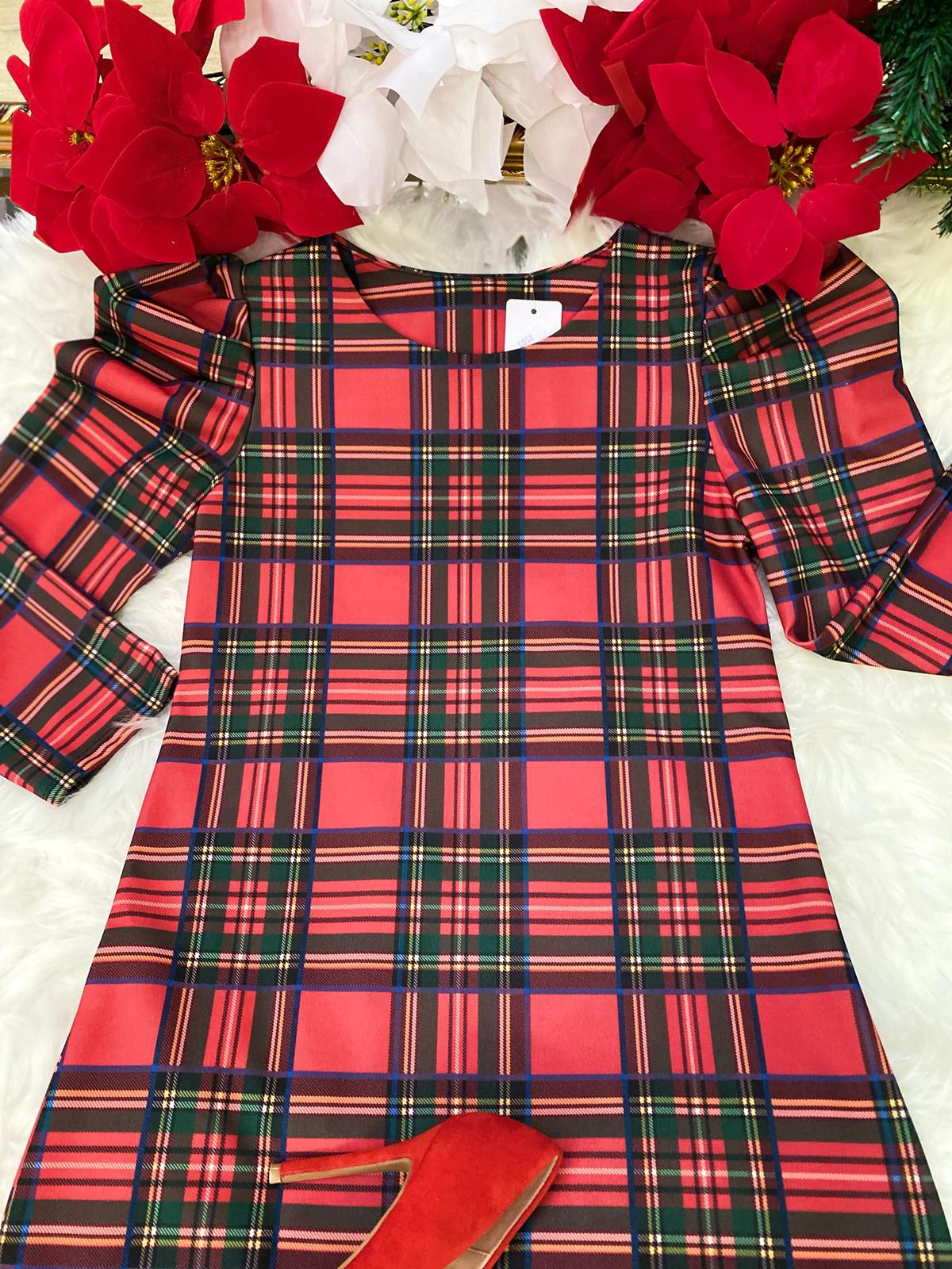 ABITO TARTAN CON MANICA A SBUFFO