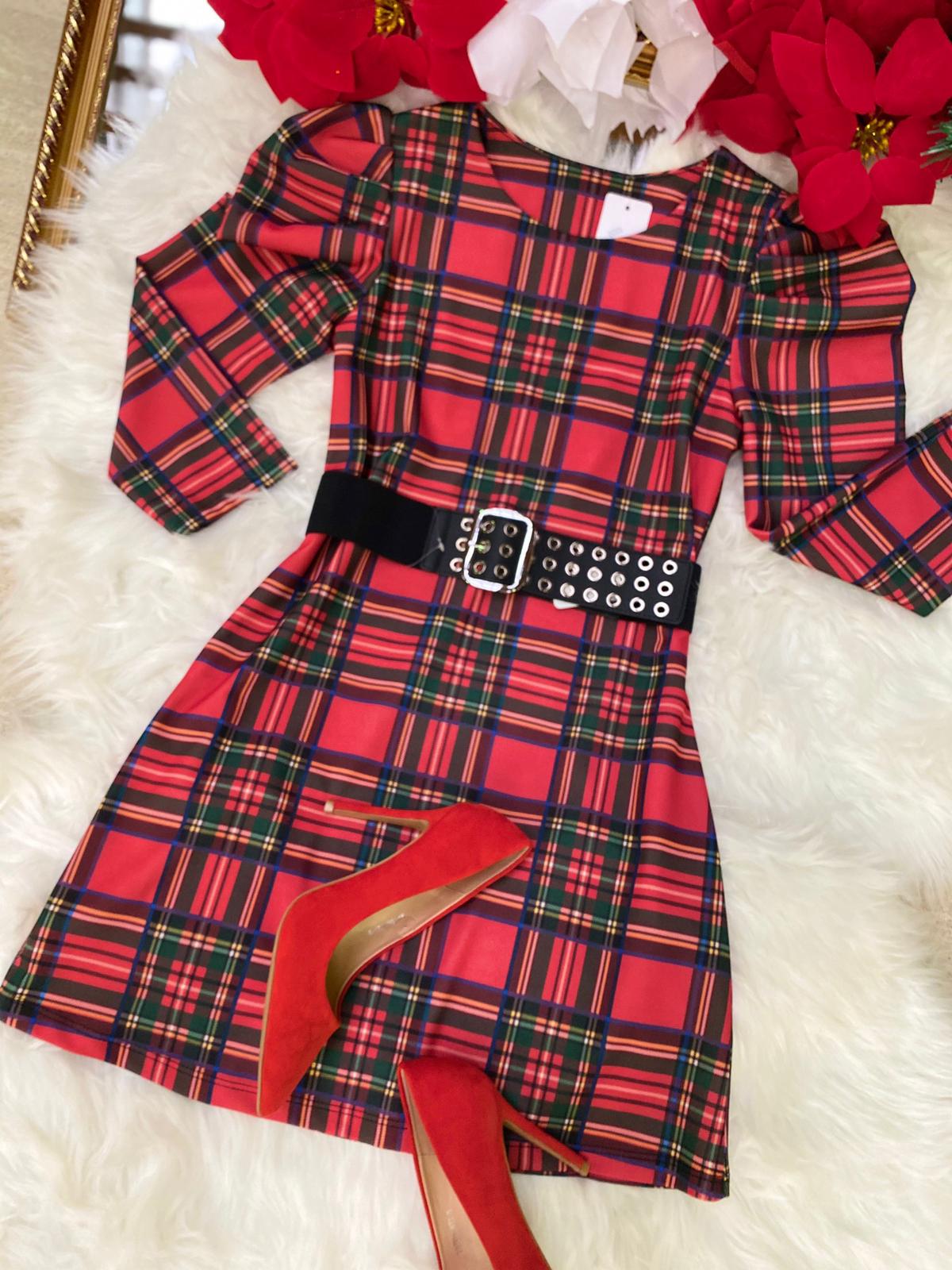 ABITO TARTAN CON MANICA A SBUFFO