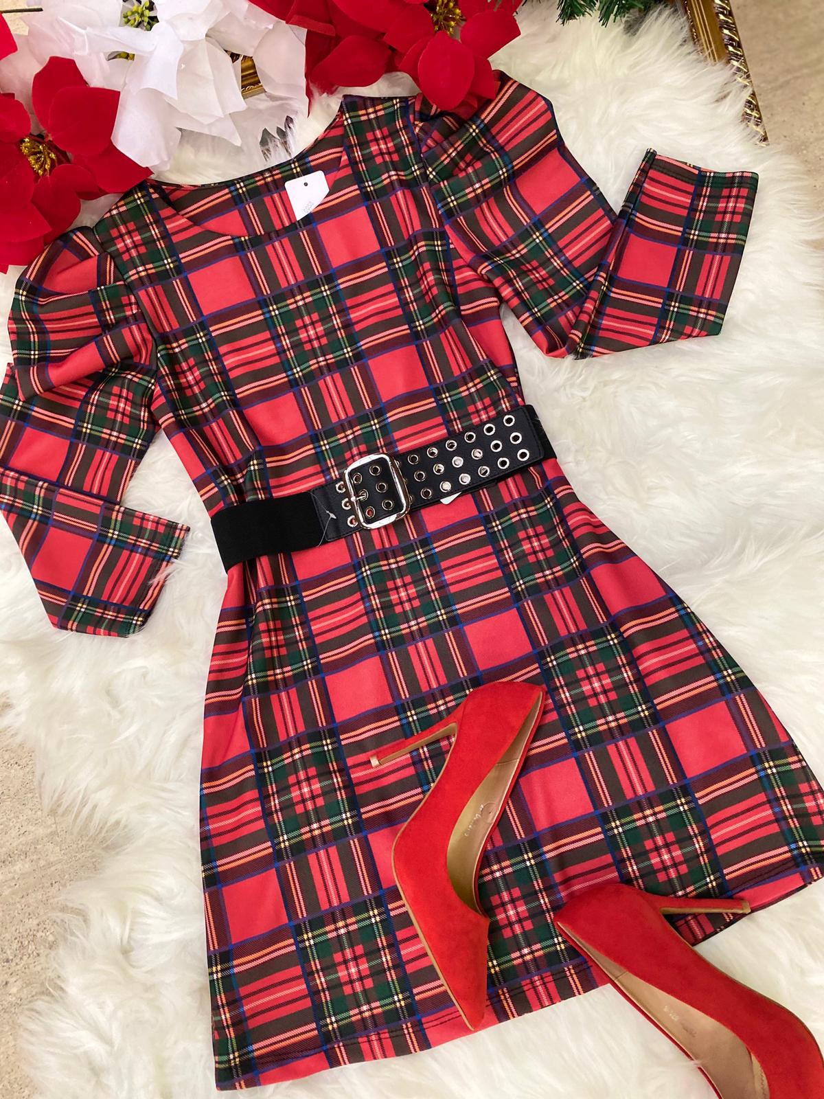 ABITO TARTAN CON MANICA A SBUFFO